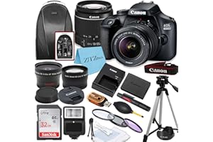 Canon EOS T100/4000D DSLR Camera with EF-S 18-55mm Lens, SanDisk Memory Card, Tripod, Flash, Backpack + ZeeTech Accessory Bun