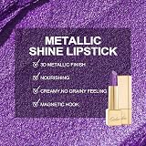 Oulac Metallic Shine Glitter Lipstick Purple High Impact Lipcolor 4.3 g Vegan view 5