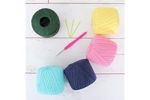 100% Pure Cotton Crochet Thread Set by Threadart - Size 3 - Spring Colors - Five 50g Balls