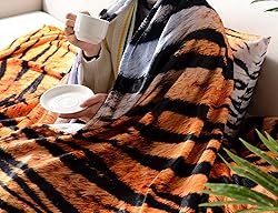 WIBUE Tiger Throw Blanket 80"x60" with 2 Pcs Pillow