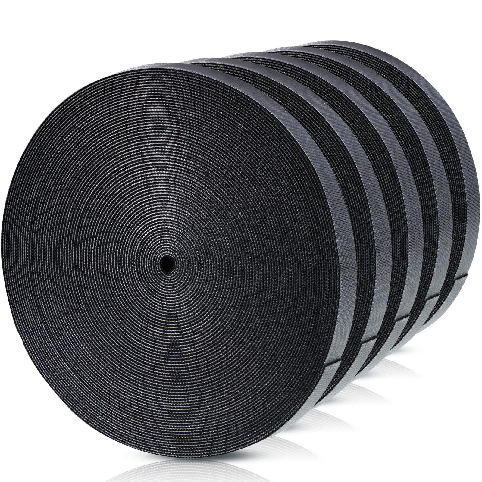 WILLBOND 5 Rolls of Fastening Tape Cable Ties Reusable Fastening Nylon Tape Double Side Hook Roll Hook and Loop Straps Wires Cords Management Wire Organizer Straps (3/4 Inch X 90 ft) Image