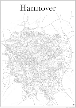 gridlines Hannover Poster — Stadtplan, Stadtkarte, Plakat, Kunstdruck