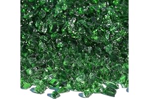 QYGL Crushed Glass for Resin Art, DIY Crafts, and Home Decor - 0.9LB Dark Green Broken Glass Pieces 3-6mm, for Vase Fillers, Tabletop Fire Pit, and Aquarium Rocks