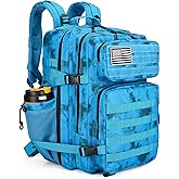 Lovelinks21 45L Tactical Assault Backpack 3 day assault pack with Molle Waterproof backpack Rucksack for Tactical Backpacks (Blue water pattern)