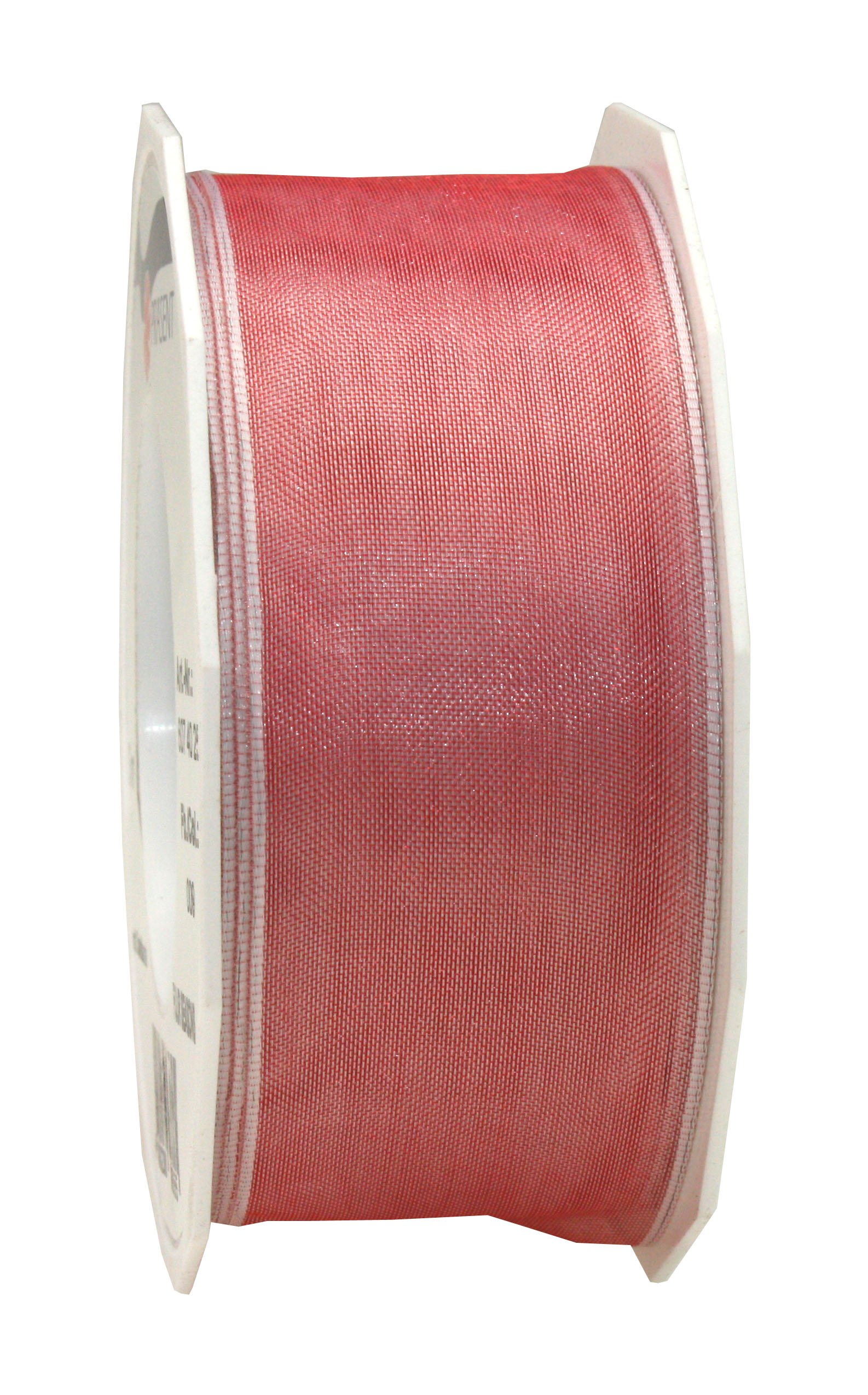 PRÄSENT - Four Seasons Organza wired edge Ribbon Melon 40 mm width, 25 m length — image 1