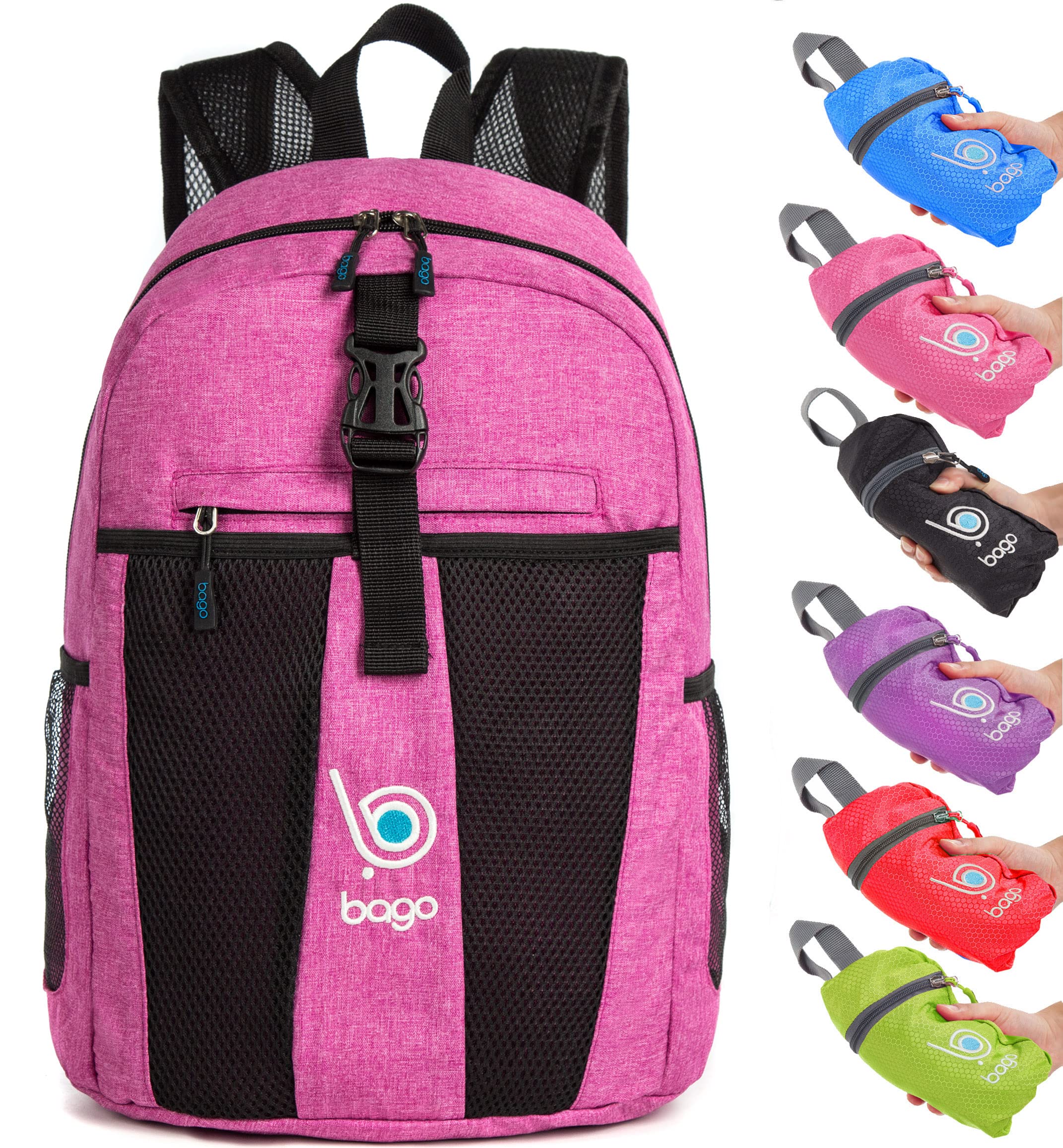 Bago Lightweight Small Hiking Backpack for Women and Men - 25L Travel Day Pack - Foldable Hiking Daypack Ultralight for Camping Outdoor Sports - Day Bag Packable Backpack for Travel (SnowPink) — image 1