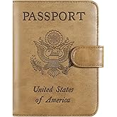 Passport Holder Cover Wallet RFID Blocking Leather Card Case Travel Accessories for Women Men (Brown)