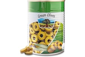 SNACKTERY Premium Sliced Green Olives from Israel - 19 oz Sliced Olives for Salads, Pizzas, Appetizers & Mediterranean Dishes, No Preservatives