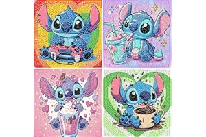 KOJEFCV 4 PCS Diamond Art Painting Kits for Kids, Cartoon Diamond Art for Kids Ages 4-8-12, Cartoon Gem Painting Kit Crafts Beginners for Gift Home Wall Decor (6x6 inch)