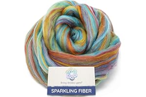 LIVING DREAMS YARN SPARKLE, GLITZ and GLAM: Colorful Merino with Shimmering Stellina Highlights. Super Soft Fiber for Spinning, Felting and Blending. Sparkling Rainbows