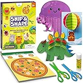 Snip &amp; Shape Scissor Skills Activity Book with Toddler &amp; Kids Scissors 3-5 | 30 cutting crafts for fine motor skills, 2x childrens safety scissors, kindergarten &amp; preschool learning activity workbook
