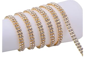 KAOYOO 2 Rows 2 Yards Crystal Rhinestone Chain Trim for Sewing Craft,DIY Decoration,4.0mm/0.16"