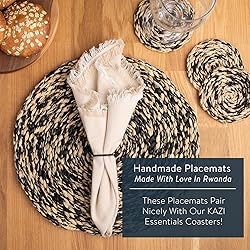 KAZI Essentials Boho Round Woven Placemats – Set