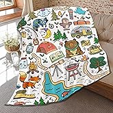 Camping Blanket Gifts for Kids,Soft Camping Throw,Cute Plush Flannel Camping Quilts Decorations for Bedroom Sofa Bed Outdoor Travel 50 x 40in for Child