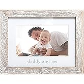 Pearhead Daddy and Me Picture Frame, Baby Photo Keepsake, Father's Day Gift, Gender-Neutral Nursery Decoration, 4" x 6" Display, Distressed Wood