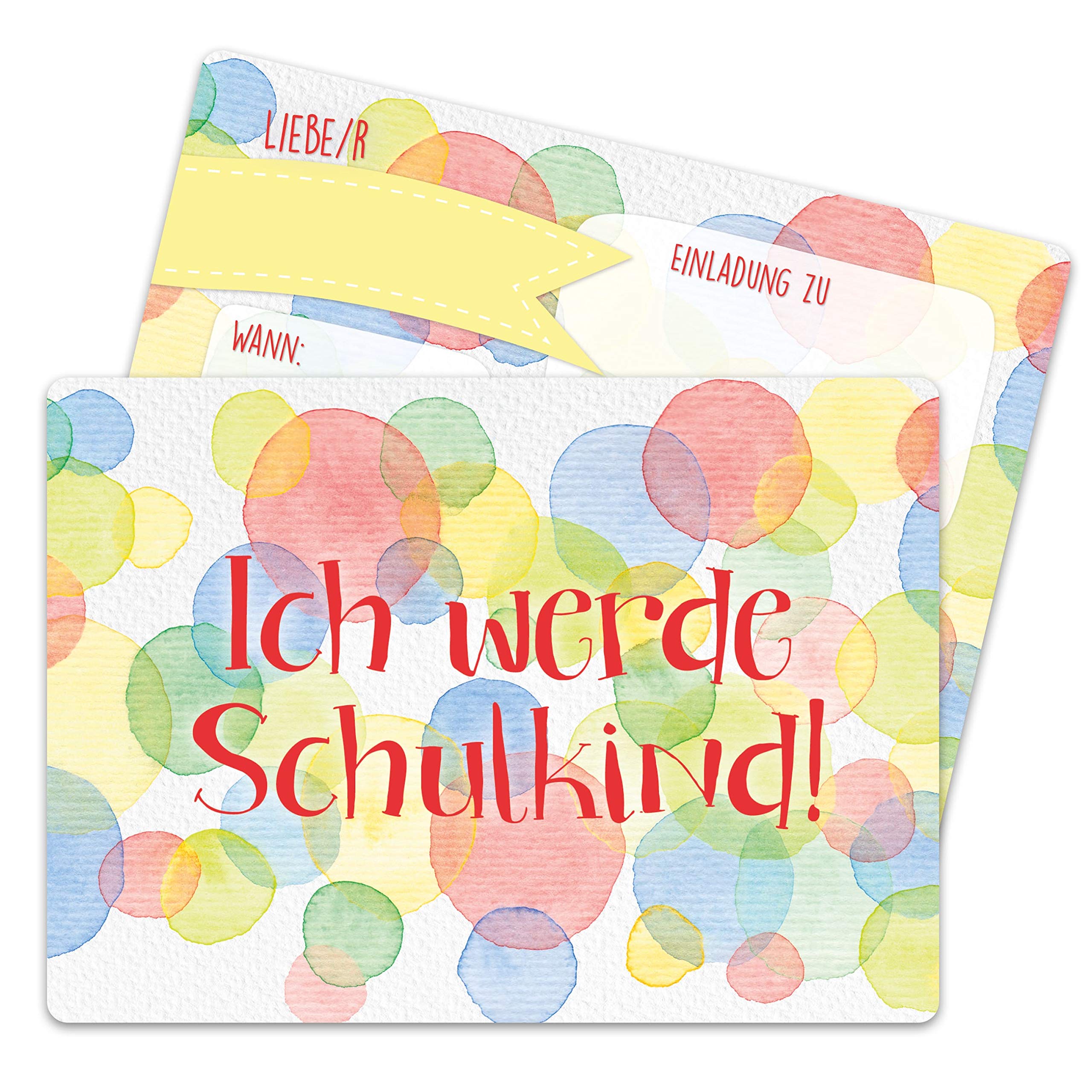 13 Invitation Cards for the First Day of School – Invitation with Confetti Motif for the Start of School – First Class – I Will Be School Child