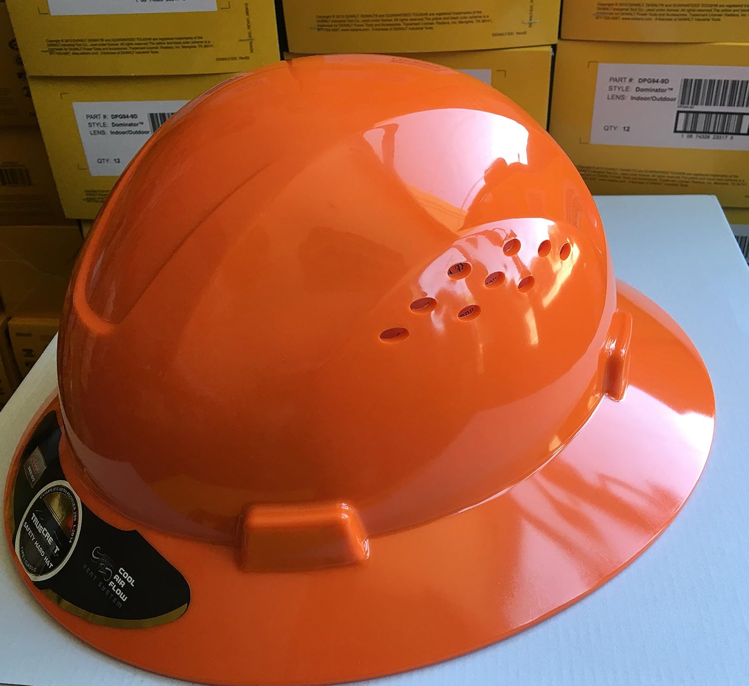 HDPE Orange Full Brim Hard Hat with Fas-trac Suspension