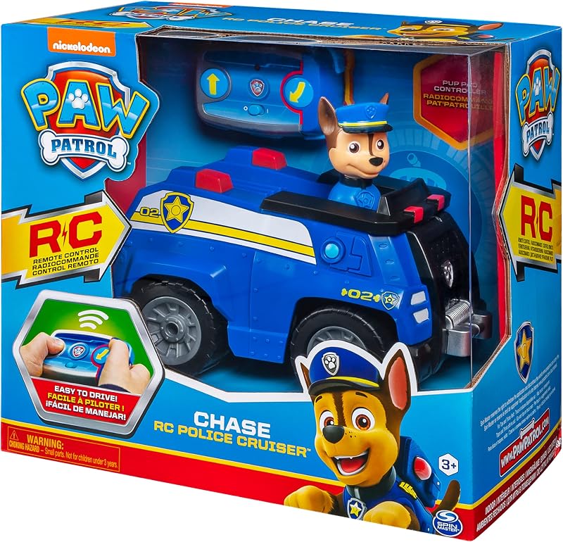 - Pat Patrouille - Véhicule RC Chase - Voiture Télécommandée Chase - Figurine À Collectionner - Pat Patrouille Jouet - Voiture Enfant - Jouet Enfant 3 Ans Et +