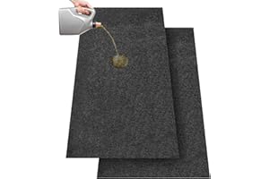 Datanly 2 Pcs 36 x 60 Inch Oil Spill Mat for Driveway Garage Under Car Leaks Absorbent Oil Pad, Black Rubber Mat Garage Floor Protecting with Waterproof Backing, Reusable, Washable, Non Slip