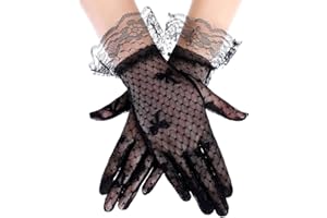 SATINIOR Short Lace Gloves Girls Tea Party Lace Gloves for Formal Princess Dressing Wedding Halloween