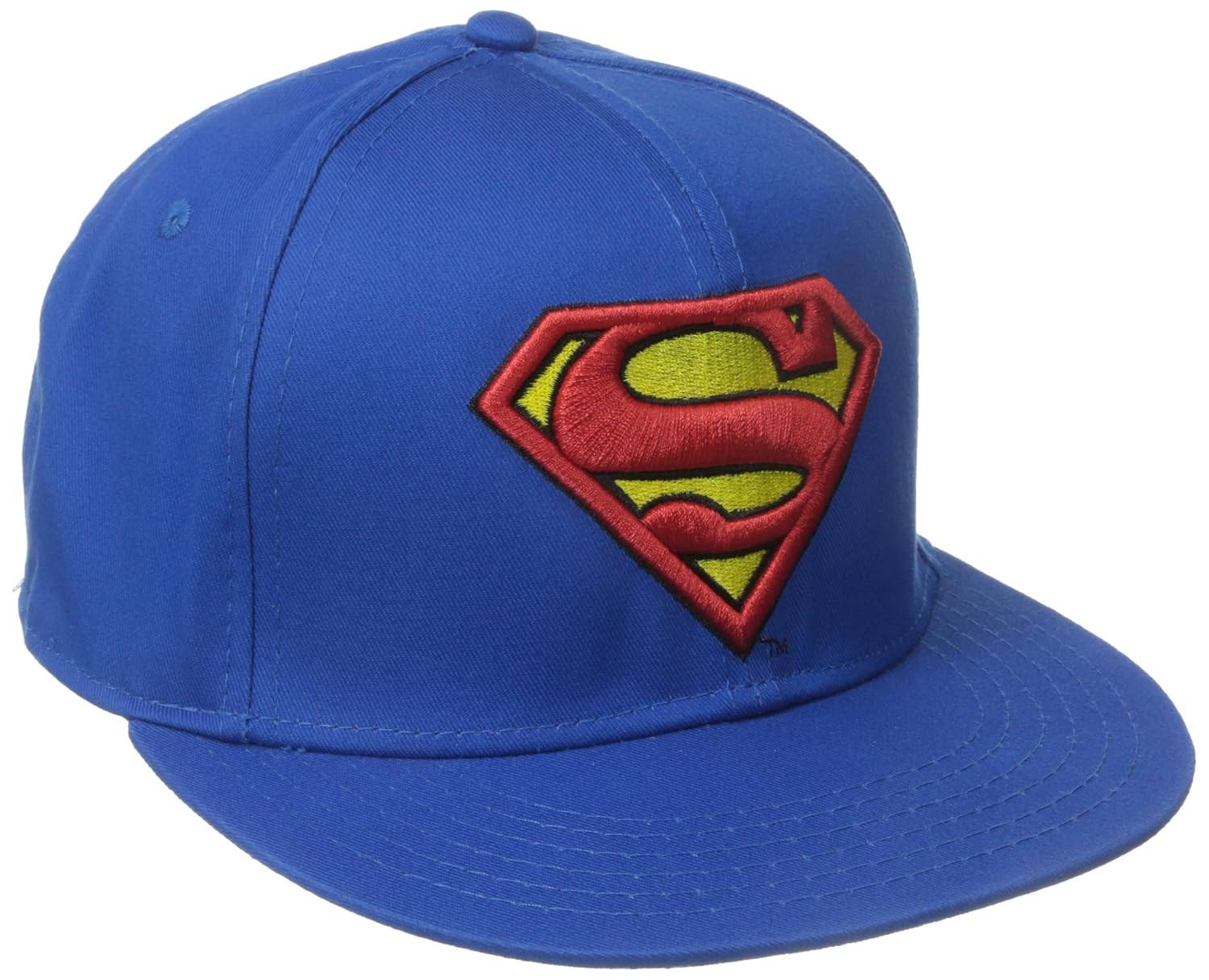 DC Comics Men's Superman Flat Brim Snap Back Hat, Blue, One Size at