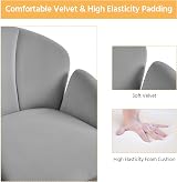 Yaheetech Velvet Computer Chair Light Gray with Armrests Multi Tilt 136kg view 5