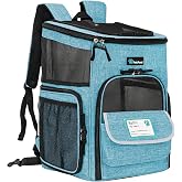 PetAmi Dog Backpack Carrier, Airline Approved 4-Way Entry Cat Bag, Teal | Up to 18 lbs, Ventilated Mesh, Collapsible, Removable Cushion, Safety Leash Clip, Small Puppy Kitten Rabbit for Hiking Travel