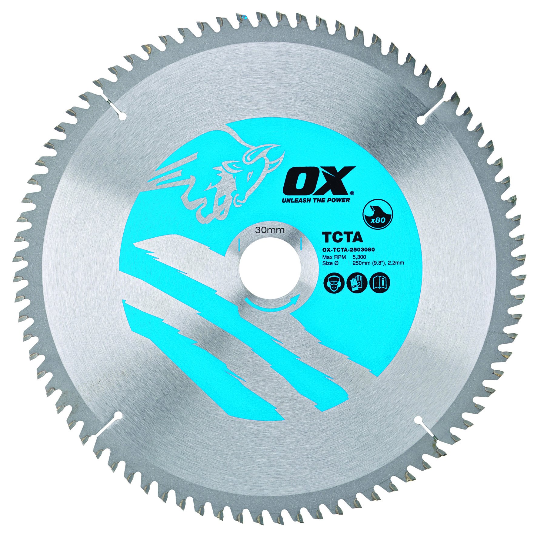 OX Alu/Plastic/Laminate Cutting Circular Saw Blade 250/30mm, 80 Teeth TCG