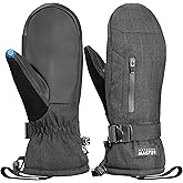 OutdoorMaster Ski Snow Mittens for Women & Men, Thermal Snowboard Ski Gloves Screen Touch, Warm Winter Anti-Slip Waterproof with Double-Pocket for Cold Weather Sports, Skiing, Snowboarding