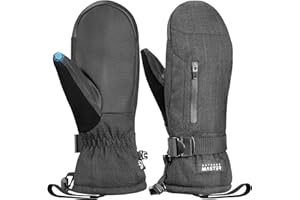 OutdoorMaster Ski Snow Mittens for Women & Men, Thermal Snowboard Ski Gloves Screen Touch, Warm Winter Anti-Slip Waterproof w