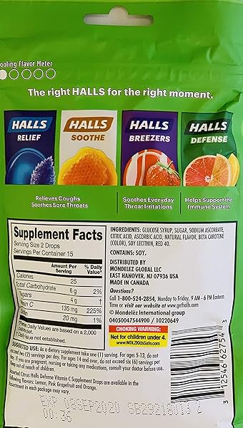 HALLS DEFENSE VITAMIN C ASSORTED CITRUS COUGH DROPS, 30-COUNT (2 PACK) (2 PACK)