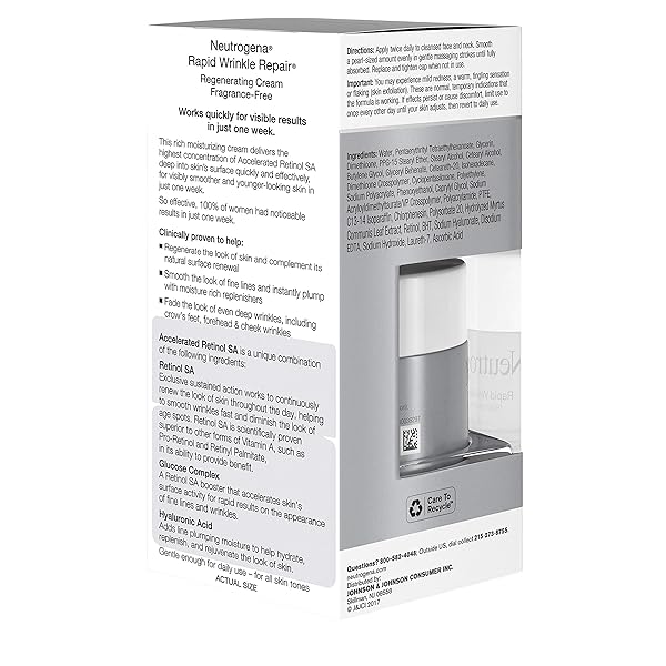 NEUTROGENA RAPID WRINKLE REPAIR, RETINOL FACE MOISTURIZER, DAILY ANTI-AGING NECK & FACE CREAM WITH HYALURONIC ACID, RETINOL CREAM, FRAGRANCE-FREE, FADES FINE LINES, WRINKLES AND DARK SPOTS, 1.7 OZ