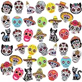 40 Pcs Day of The Dead Sugar Skull Enamel Pins Bulk for Backpacks, | Halloween Skeleton Lapel Pins, Dia De Los Muertos Brooch, for Women Men Clothes Bags Accessories Gifts