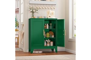 GAIOUS 35.83" Metal Kitchen Pantry Storage Cabinet, Storage Cabinets with 2 Doors and 2 Adjustable Shelves, Green Pantry Cabinet, Freestanding Hutch Cupboard for Kitchen/Laundry/Living Room/Bedroom