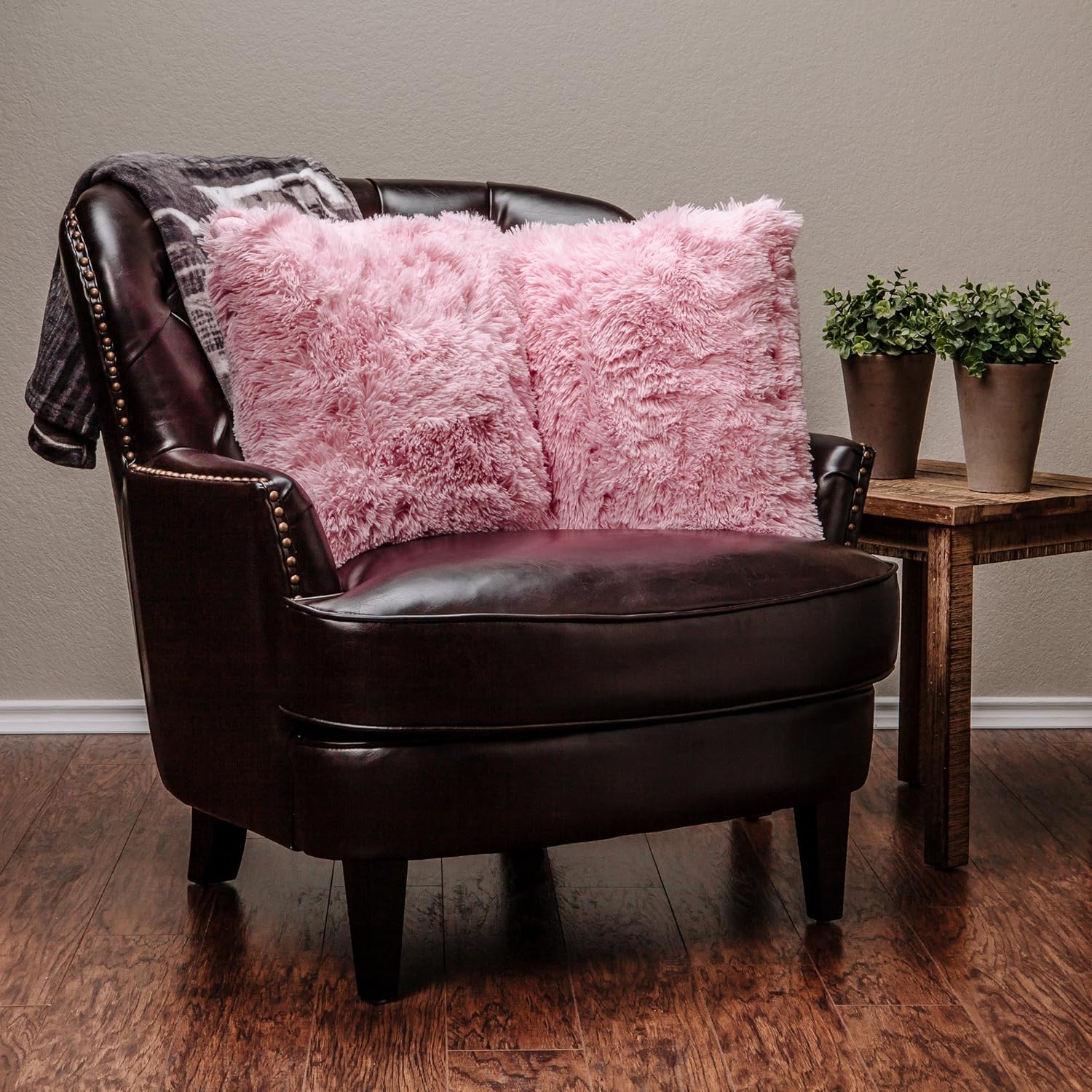 Chanasya 3 Piece Super Soft Shaggy Throw Blanket Pillow Cover Set 50x65 Chic Fuzzy Faux Fur Elegant Fleece Sherpa Throw Throws