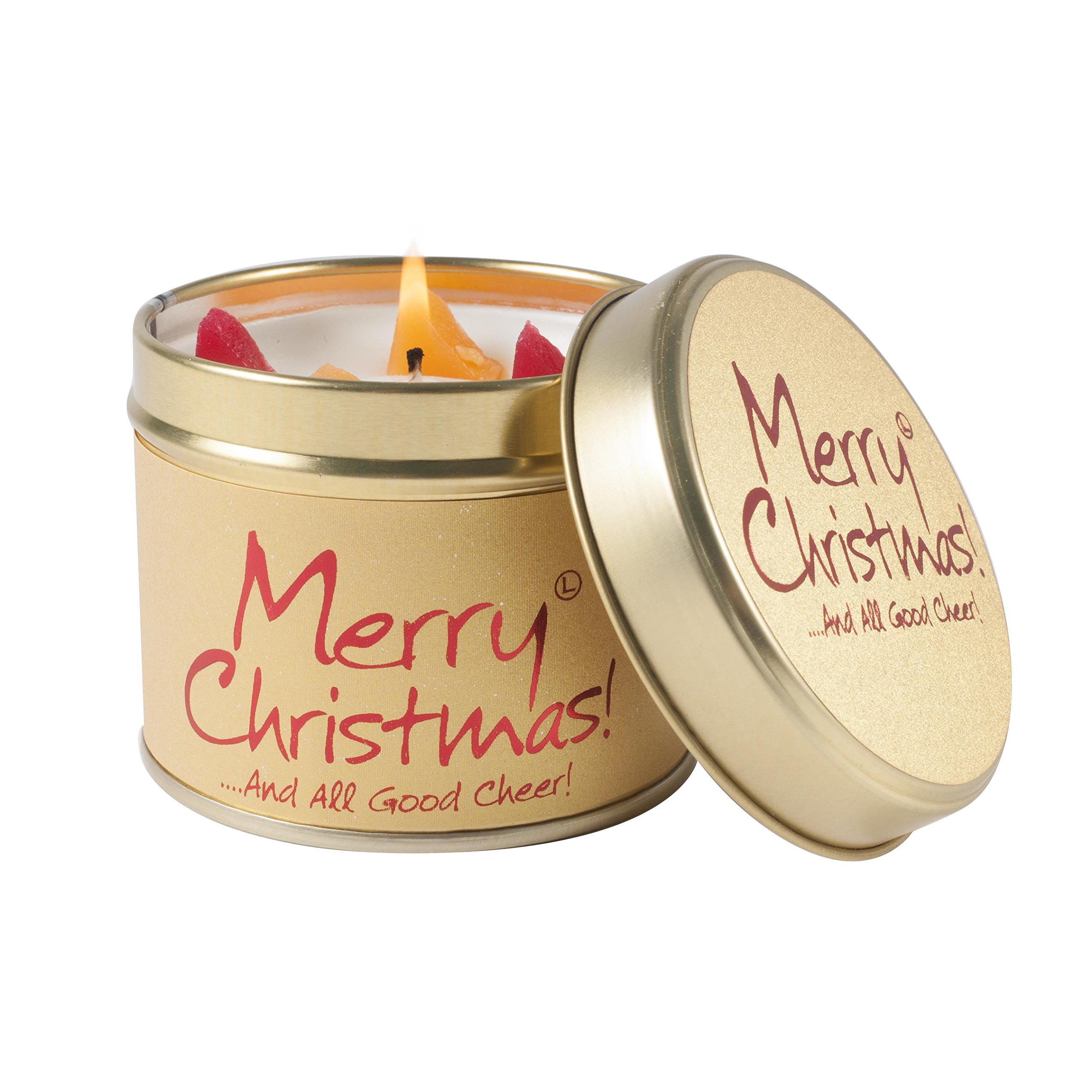 Lily-Flame Merry Christmas Tin, Brown