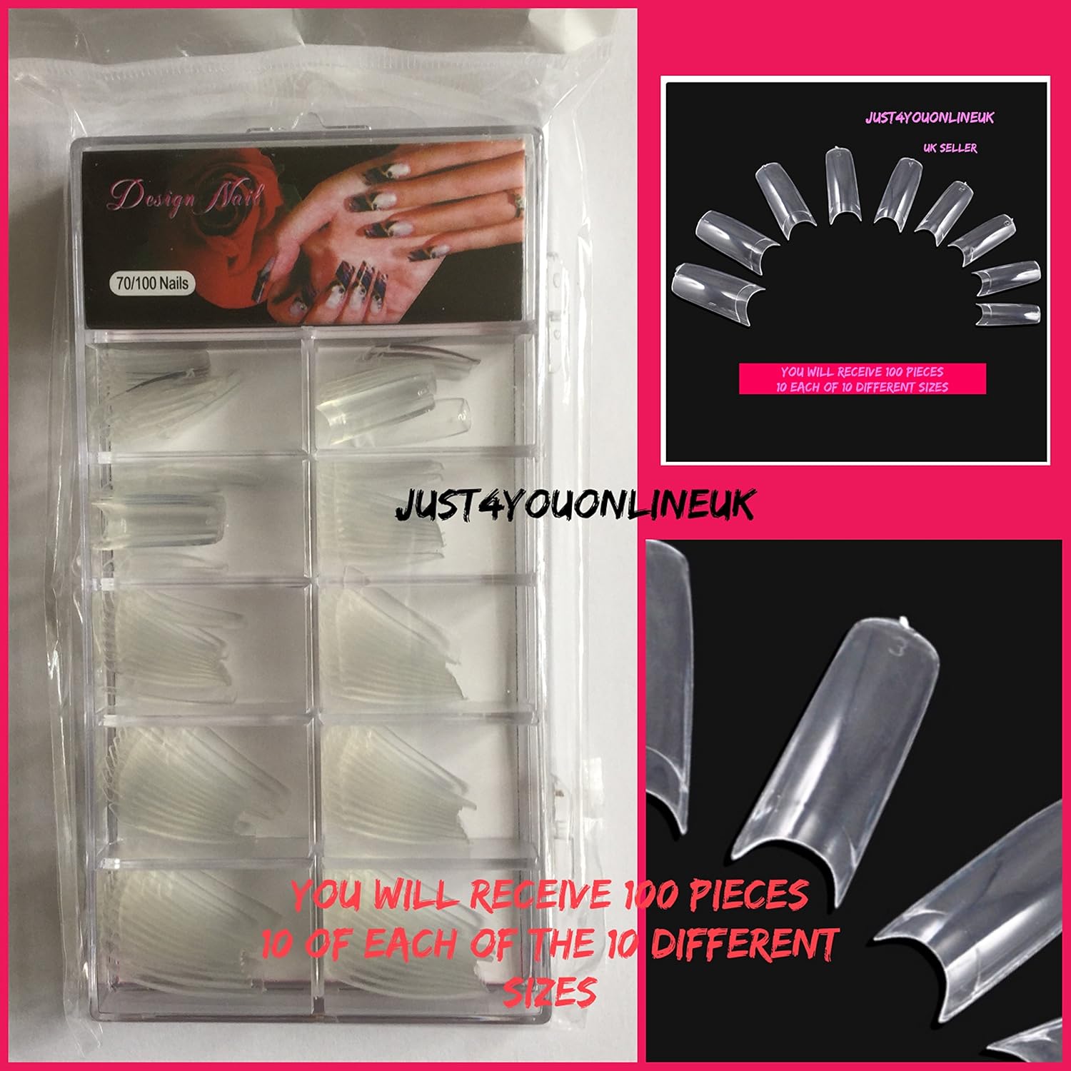 False Nail Tips Natur Nagel Klare Full Stiletto Art Acryl Almond French Amazon De Beauty