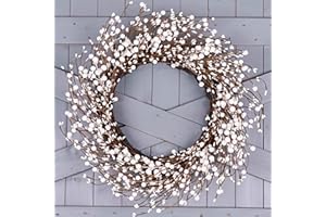 zjlmit Artificial Winter Wreath 20 Inch Winter Wreaths for Front Door White Berry Wreath with White Berriesfor Christmas Holi