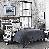 Eddie Bauer - Twin Comforter Set, Reversible Bedding with Matching Sham, Pre-Washed for Added Softness, Medium Weight, Dorm Essentials (Kingston Charcoal)