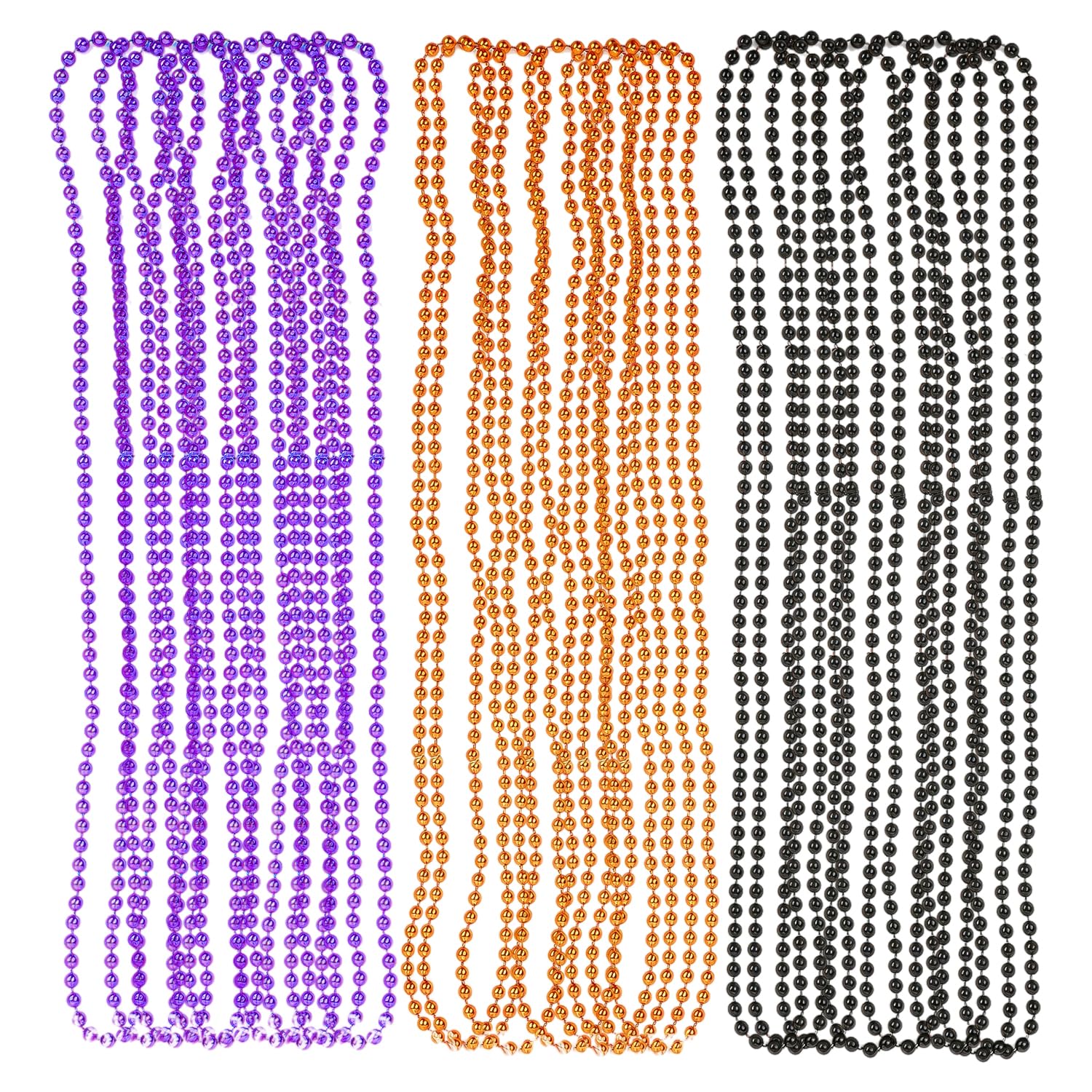 DVOFU 24Pieces Halloween Mardi Gras Beads Necklaces Purple Black Orange Bead Party Favors Festival Parade Throw Accessories for Carnival Party
