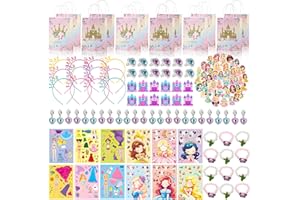 134pcs princess party favors return gifts for kids birthday party princess party decorations Make a Face Stickers Headband Ri