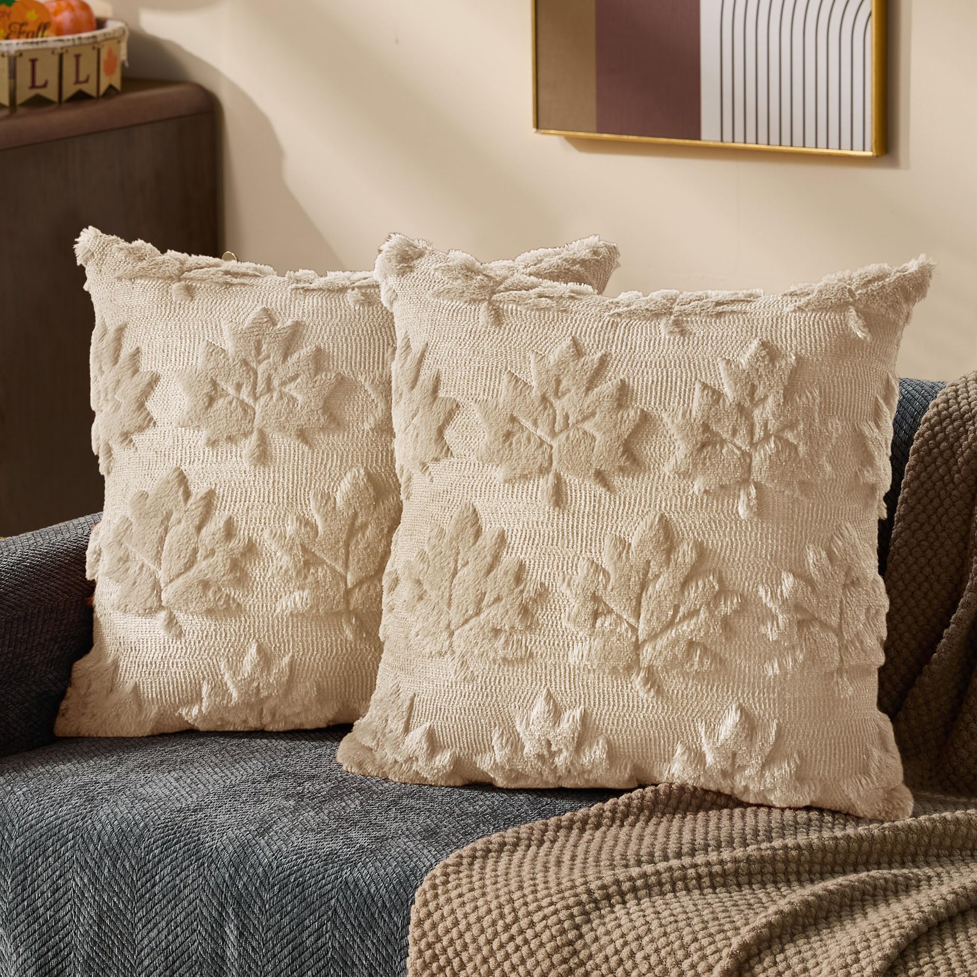 DFXSZ Fall Pillow Covers 18x18 Set of 2 Beige Fall