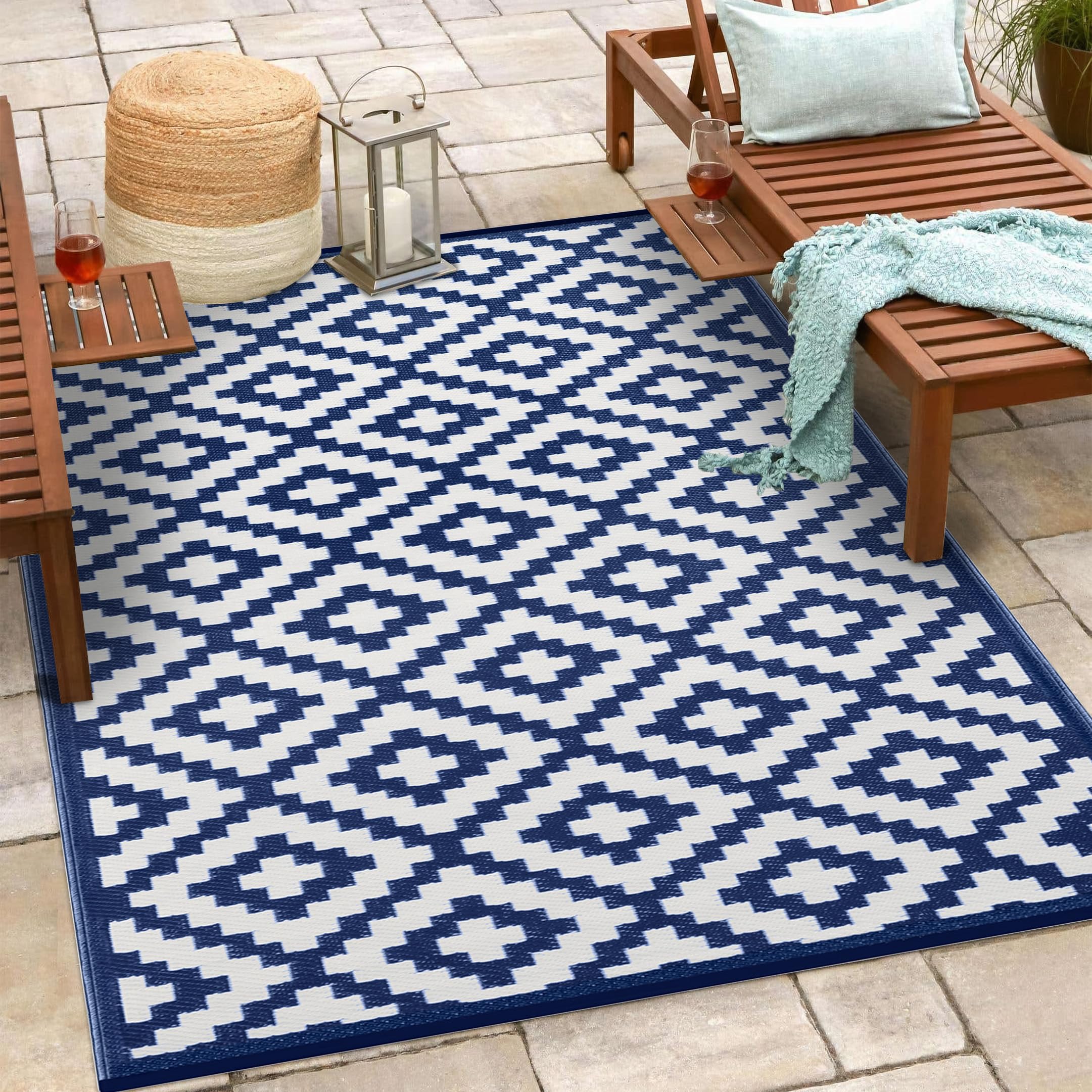 Green Decore Rug, Navy Blue/White, 120 X 180 cm