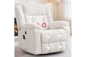 Korser Rocker Recliner, Glider Recliner Chairs for Adults, 360° Swivel Rocking Chair with Massage and Heating, Nursery Chair 