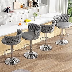 AWQM Velvet Bar Stool Set of 2,Counter Height