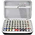 Model Paint Storage Case Compatible with Testors Paint Set, Paints Organizer Carrying Bag Holds 60 Bottles with 9 Fine Detail Miniatures Paint Brushes, Enamel Paint Container- Paint Not Included (Grey)