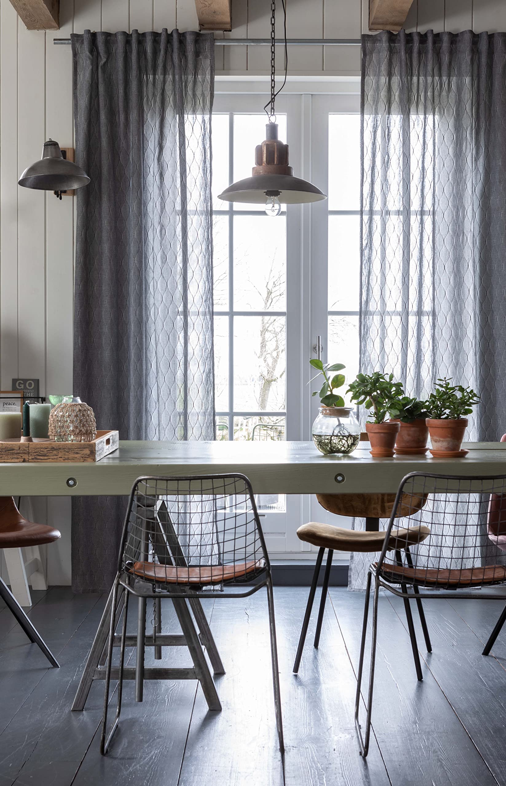 Elbersdrucke Hometime 07 201296 Curtain with Concealed Tabs Grey Semi-Transparent 255 x 140 cm