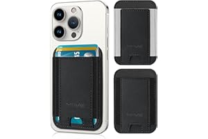 HIWE 2 Pack Phone Card Holder, Premium Leather Phone Wallet Stick On, Strong Adhesive Cell Phone Pocket Credit Card Holder for Back of Phone Compatible with iPhone, Samsung & Most Smartphones, Fit 7 Cards