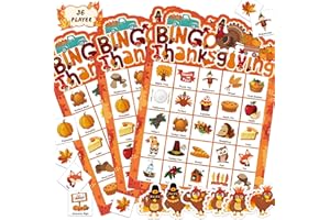 MISS FANTASY 61PCS Thanksgiving Games Activities Crafts for Kids-2 in 1 36 Players Thanksgiving Bingo Game Turkey Reward Stickers for Kids Thanksgivings Party Favors Supplies for Classroom Family