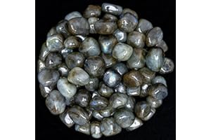 ZAICUS 1lb Labradorite Tumbled Stones | Polished Crystals Healing | Natural Stones | Feng Shui | Chakra Balancing | Good Luck | Reiki Gift | Home Decor | Size 20-25 mm